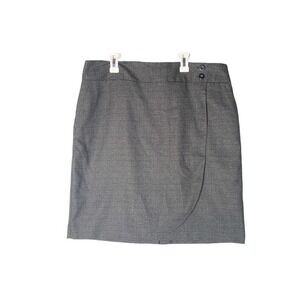 Van Heusen Studio Womens Mini Skirt Sz 14 Faux Wrap Gray Plaid Lined Stretch